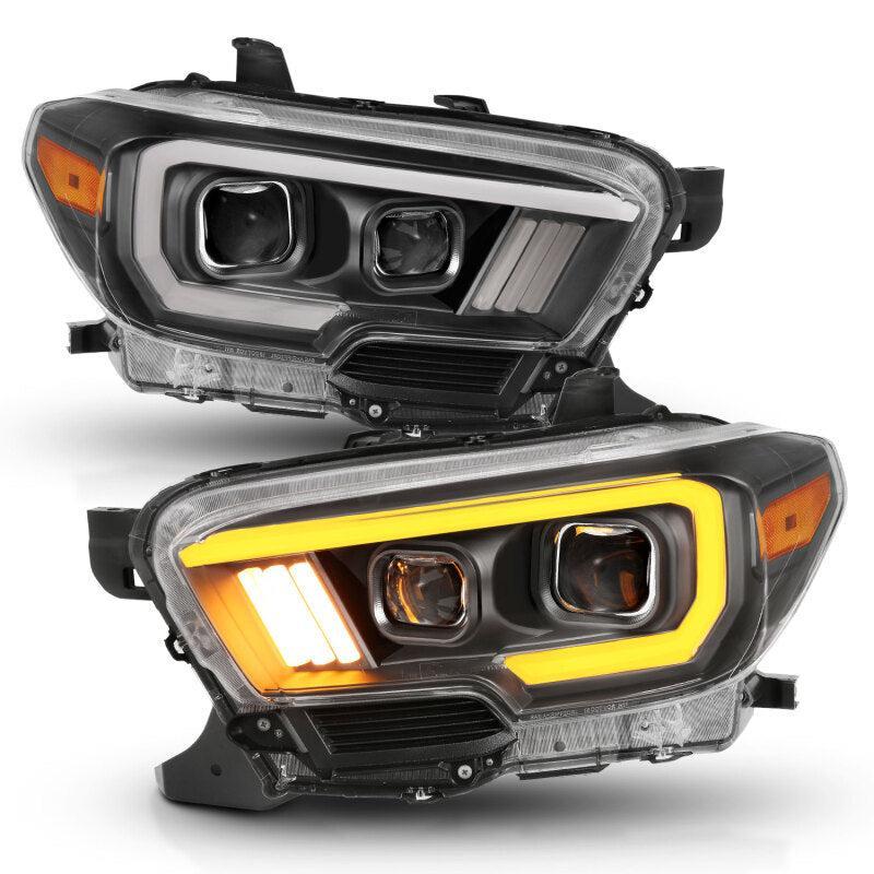 ANZO 2016-2017 Toyota Tacoma Projector Headlights w/ Plank Style Switchback Black w/ Amber w/ DRL ANZO Headlights  AXOPROS