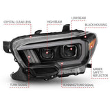 ANZO 2016-2017 Toyota Tacoma Projector Headlights w/ Plank Style Switchback Black w/ Amber w/ DRL ANZO Headlights  AXOPROS