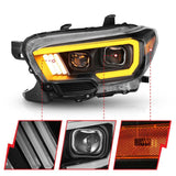 ANZO 2016-2017 Toyota Tacoma Projector Headlights w/ Plank Style Switchback Black w/ Amber w/ DRL ANZO Headlights  AXOPROS