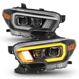 ANZO 2016-2017 Toyota Tacoma Projector Headlights w/ Plank Style Switchback Black w/ Amber w/ DRL ANZO Headlights  AXOPROS