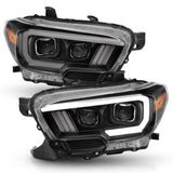 ANZO 2016-2017 Toyota Tacoma Projector Headlights w/ Plank Style Switchback Black w/ Amber w/ DRL ANZO Headlights  AXOPROS
