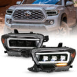 ANZO 2016-2018 Toyota Tacoma LED Projector Headlights Plank Style Black w/ Amber ANZO Headlights  AXOPROS