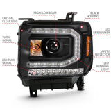 ANZO 2016-2019 Gmc Sierra 1500 Projector Headlight Plank Style Black w/ Sequential Amber Signal ANZO Headlights  AXOPROS