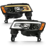 ANZO 2017-2018 Jeep Grand Cherokee Projector Headlights w/ Plank Style Switchback - Black w/ Amber ANZO Headlights  AXOPROS