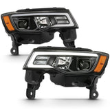 ANZO 2017-2018 Jeep Grand Cherokee Projector Headlights w/ Plank Style Switchback - Black w/ Amber ANZO Headlights  AXOPROS