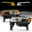 ANZO 2017-2018 Jeep Grand Cherokee Projector Headlights w/ Plank Style Switchback - Black w/ Amber ANZO Headlights  AXOPROS