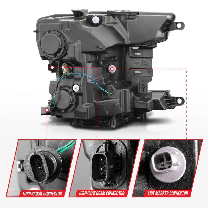 ANZO 2018-2020 Ford F-150 Projector Headlight w/ Plank Style Switchback Black Housing ANZO Headlights  AXOPROS