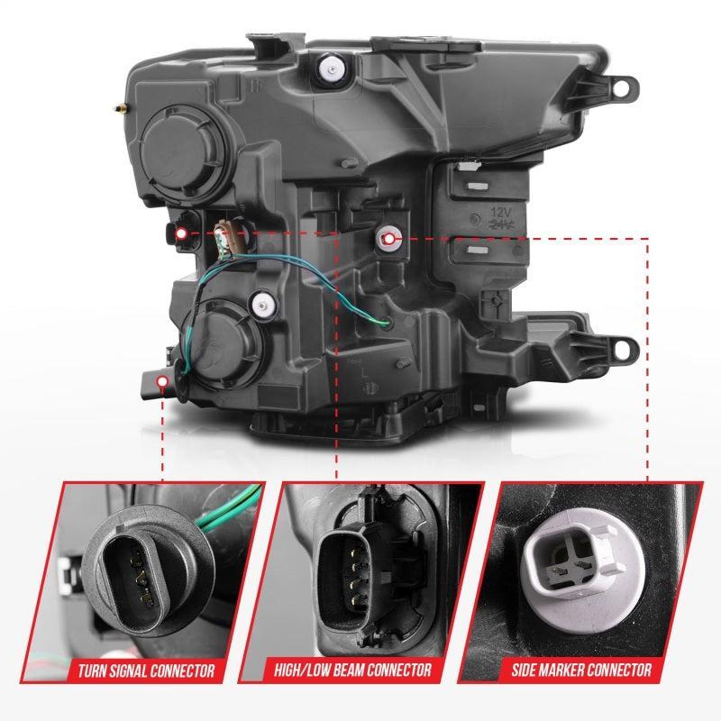 ANZO 2018-2020 Ford F-150 Projector Headlight w/ Plank Style Switchback Black Housing ANZO Headlights  AXOPROS