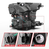 ANZO 2018-2020 Ford F-150 Projector Headlight w/ Plank Style Switchback Black Housing ANZO Headlights  AXOPROS