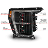 ANZO 21-23 Ford F-150 (w/Factory Halogen) Z-Series Full LED Proj Headlights - Pass. Side ONLY ANZO Headlights  AXOPROS