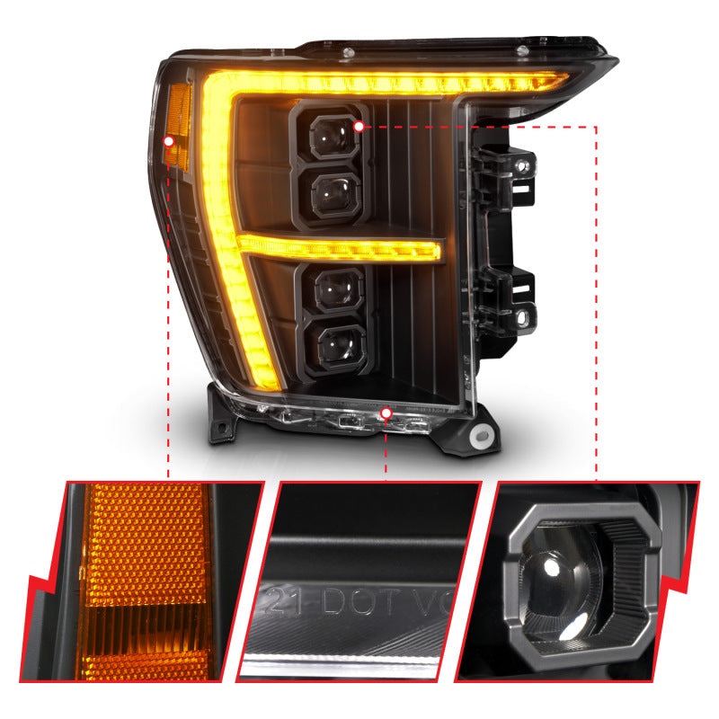 ANZO 21-23 Ford F-150 (w/Factory Halogen) Z-Series Full LED Proj Headlights - Pass. Side ONLY ANZO Headlights  AXOPROS