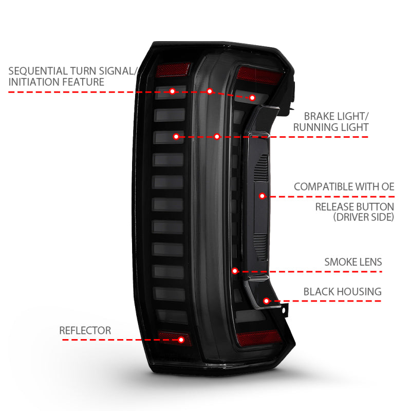ANZO 22-24 Toyota Tundra Z-Series Full LED Tail Lights Smoke Lens Init/SeqSig- Pair ANZO Tail Lights  AXOPROS