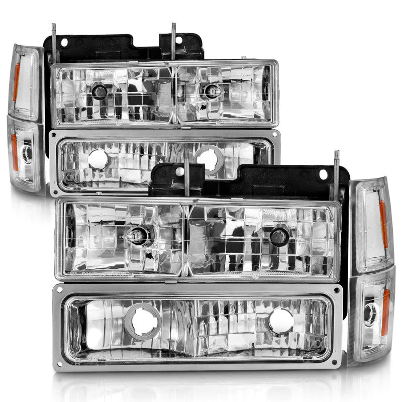 ANZO 88-98 Chevrolet C1500 Crystal Headlights Chrome w/ Signal and Side Marker Lights ANZO Headlights  AXOPROS