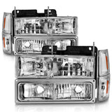 ANZO 88-98 Chevrolet C1500 Crystal Headlights Chrome w/ Signal and Side Marker Lights ANZO Headlights  AXOPROS