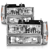 ANZO 88-98 Chevrolet C1500 Crystal Headlights Chrome w/ Signal and Side Marker Lights ANZO Headlights  AXOPROS