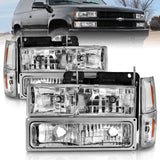 ANZO 88-98 Chevrolet C1500 Crystal Headlights Chrome w/ Signal and Side Marker Lights ANZO Headlights  AXOPROS