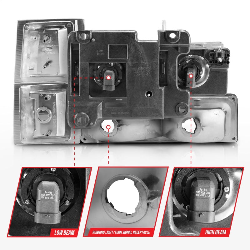 ANZO 88-98 Chevrolet C1500 Crystal Headlights Chrome w/ Signal and Side Marker Lights ANZO Headlights  AXOPROS