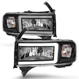 ANZO 94-02 Dodge RAM Crystal Headlight - w/ Light Bar Black Housing ANZO Headlights  AXOPROS