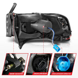 ANZO 94-02 Dodge RAM Crystal Headlight - w/ Light Bar Black Housing ANZO Headlights  AXOPROS
