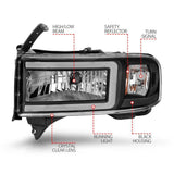 ANZO 94-02 Dodge RAM Crystal Headlight - w/ Light Bar Black Housing ANZO Headlights  AXOPROS