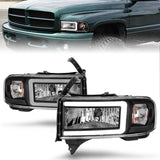 ANZO 94-02 Dodge RAM Crystal Headlight - w/ Light Bar Black Housing ANZO Headlights  AXOPROS