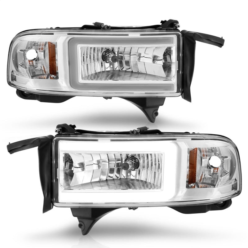 ANZO 94-02 Dodge RAM Crystal Headlight - w/ Light Bar Chrome Housing ANZO Headlights  AXOPROS