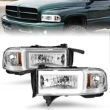 ANZO 94-02 Dodge RAM Crystal Headlight - w/ Light Bar Chrome Housing ANZO Headlights  AXOPROS
