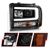 ANZO 99-04 Ford F250/F350/F450/Excursion (excl 99) Projector Headlights - w/ Light Bar Black Housing ANZO Headlights  AXOPROS