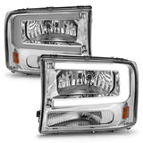 ANZO 99-04 Ford F250/F350/F450/Excursion (excl. 99) Crystal Headlights - w/ Light Bar Chrome Housing ANZO Headlights  AXOPROS