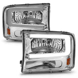 ANZO 99-04 Ford F250/F350/F450/Excursion (excl. 99) Crystal Headlights - w/ Light Bar Chrome Housing ANZO Headlights  AXOPROS