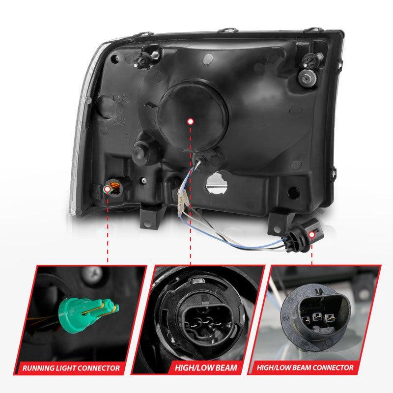 ANZO 99-04 Ford F250/F350/F450/Excursion (excl. 99) Crystal Headlights - w/ Light Bar Chrome Housing ANZO Headlights  AXOPROS