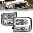 ANZO 99-04 Ford F250/F350/F450/Excursion (excl. 99) Crystal Headlights - w/ Light Bar Chrome Housing ANZO Headlights  AXOPROS