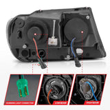 ANZO 99-04 Jeep Grand Cherokee Crystal Headlights - w/ Light Bar Black Housing ANZO Headlights  AXOPROS