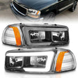 Anzo 99-17 GMC Sierra/Denali Headlights Black Amber (w/C Light Bars) ANZO Headlights  AXOPROS