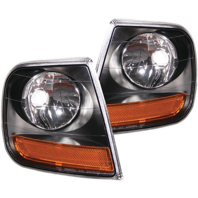 ANZO Corner Lights 1997-2003 Ford F-150 HARLEY DAVIDSON Style Corner Lights Black w/ Amber Reflector ANZO Lights Corner  AXOPROS