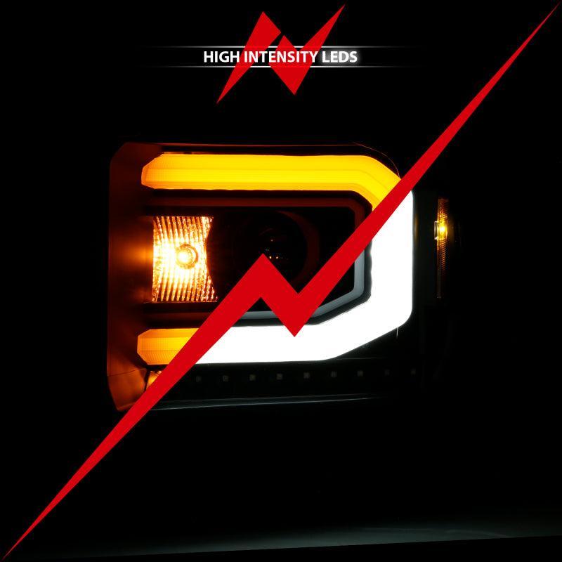 ANZO GMC SIERRA 1500 14-15 2500H/15-19 Projector Headlight Plank Style Black w/ Switchback (Halogen) ANZO Headlights  AXOPROS