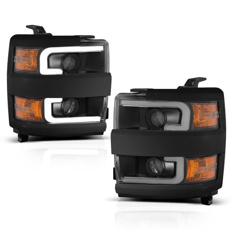 ANZO Projector Headlights 15-17 Chevrolet Silverado 2500HD / 3500HD Black w/ Black Rim ANZO Headlights  AXOPROS
