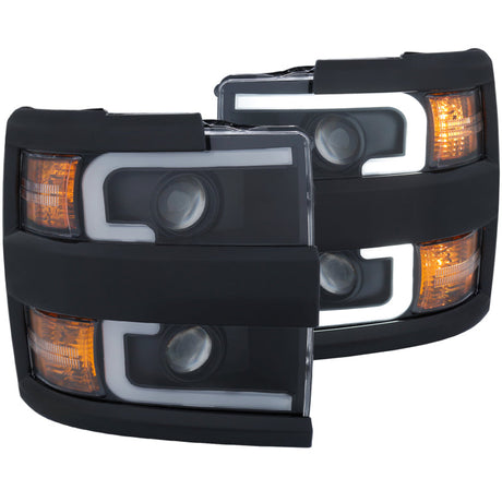 ANZO Projector Headlights 15-17 Chevrolet Silverado 2500HD / 3500HD Black w/ Black Rim ANZO Headlights  AXOPROS
