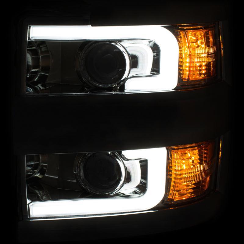 ANZO Projector Headlights 15-17 Chevrolet Silverado 2500HD / 3500HD Chrome w/ Chrome Rim ANZO Headlights  AXOPROS