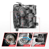 ANZO Projector Headlights 15-17 Chevrolet Silverado 2500HD / 3500HD Chrome w/ Chrome Rim ANZO Headlights  AXOPROS