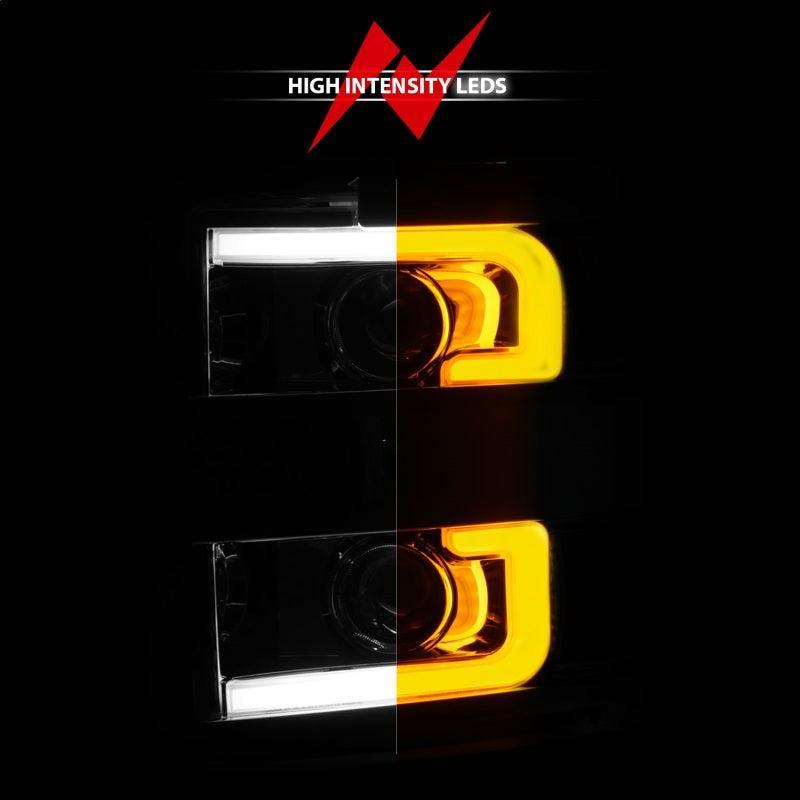 ANZO Projector Headlights 15-17 Chevrolet Silverado 2500HD / 3500HD Chrome w/ Chrome Rim ANZO Headlights  AXOPROS