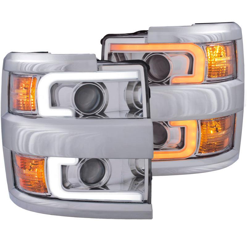 ANZO Projector Headlights 15-17 Chevrolet Silverado 2500HD / 3500HD Chrome w/ Chrome Rim ANZO Headlights  AXOPROS