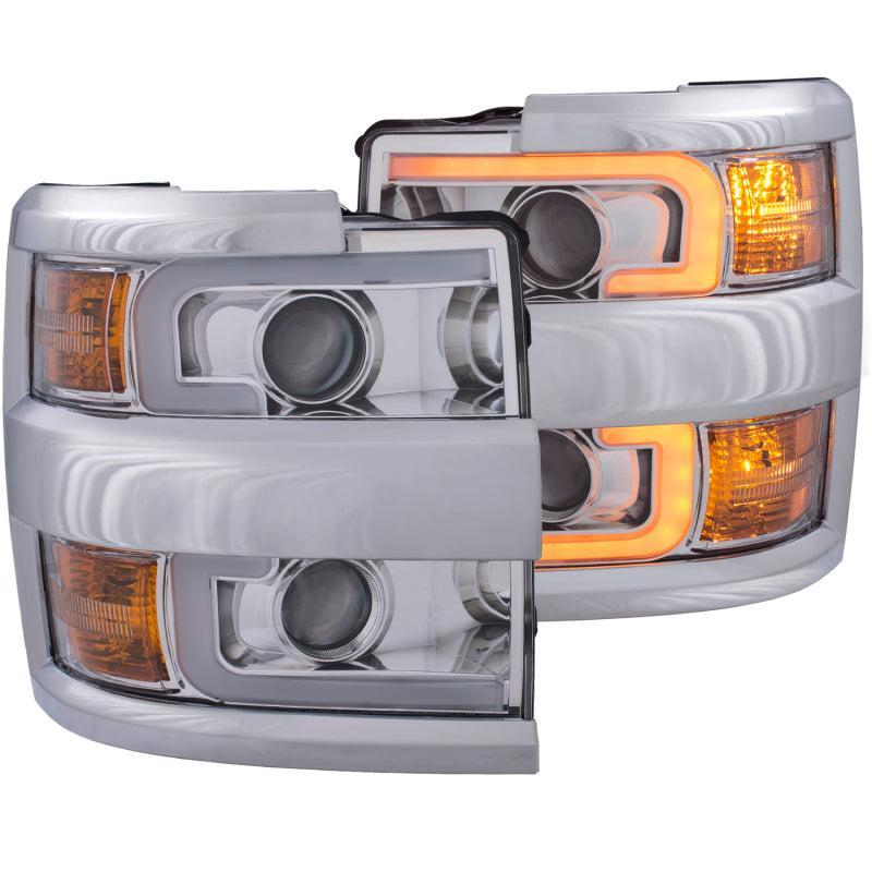 ANZO Projector Headlights 15-17 Chevrolet Silverado 2500HD / 3500HD Chrome w/ Chrome Rim ANZO Headlights  AXOPROS