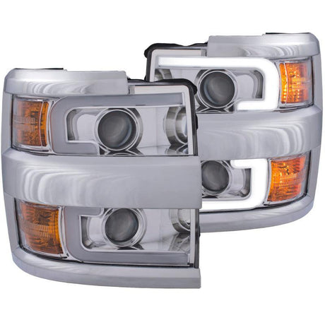 ANZO Projector Headlights 15-17 Chevrolet Silverado 2500HD / 3500HD Chrome w/ Chrome Rim ANZO Headlights  AXOPROS