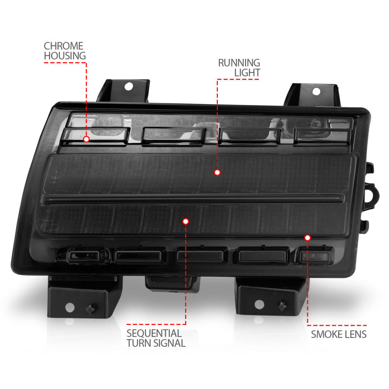 ANZO Wrangler 18-21/Gladiator 20+ LED Side Marker Lights Smoke w Sequential Signal ANZO Sidemarkers & Indicators  AXOPROS
