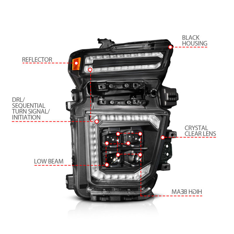 ANZO Z-Series 20-23 Chevy Silverado 2500/3500 Z-Series Full LED Proj Headlights Black - Pass. Side ANZO Headlights  AXOPROS