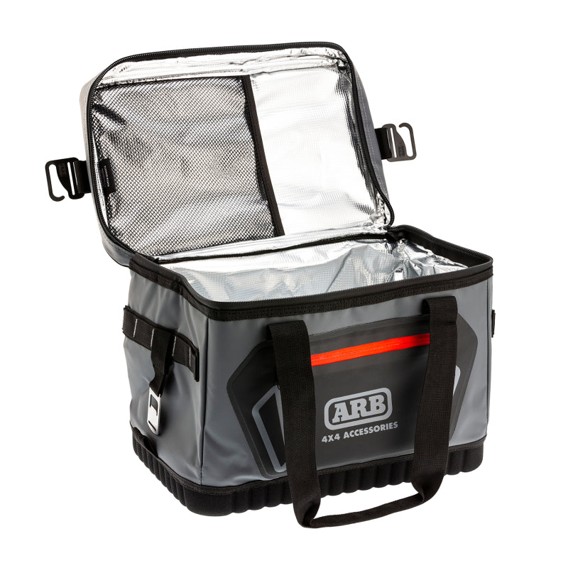 ARB Cooler Bag Charcoal w/ Red Highlights 15in L x 11in W x 9in H Holds 22 Cans ARB Tow Straps  AXOPROS