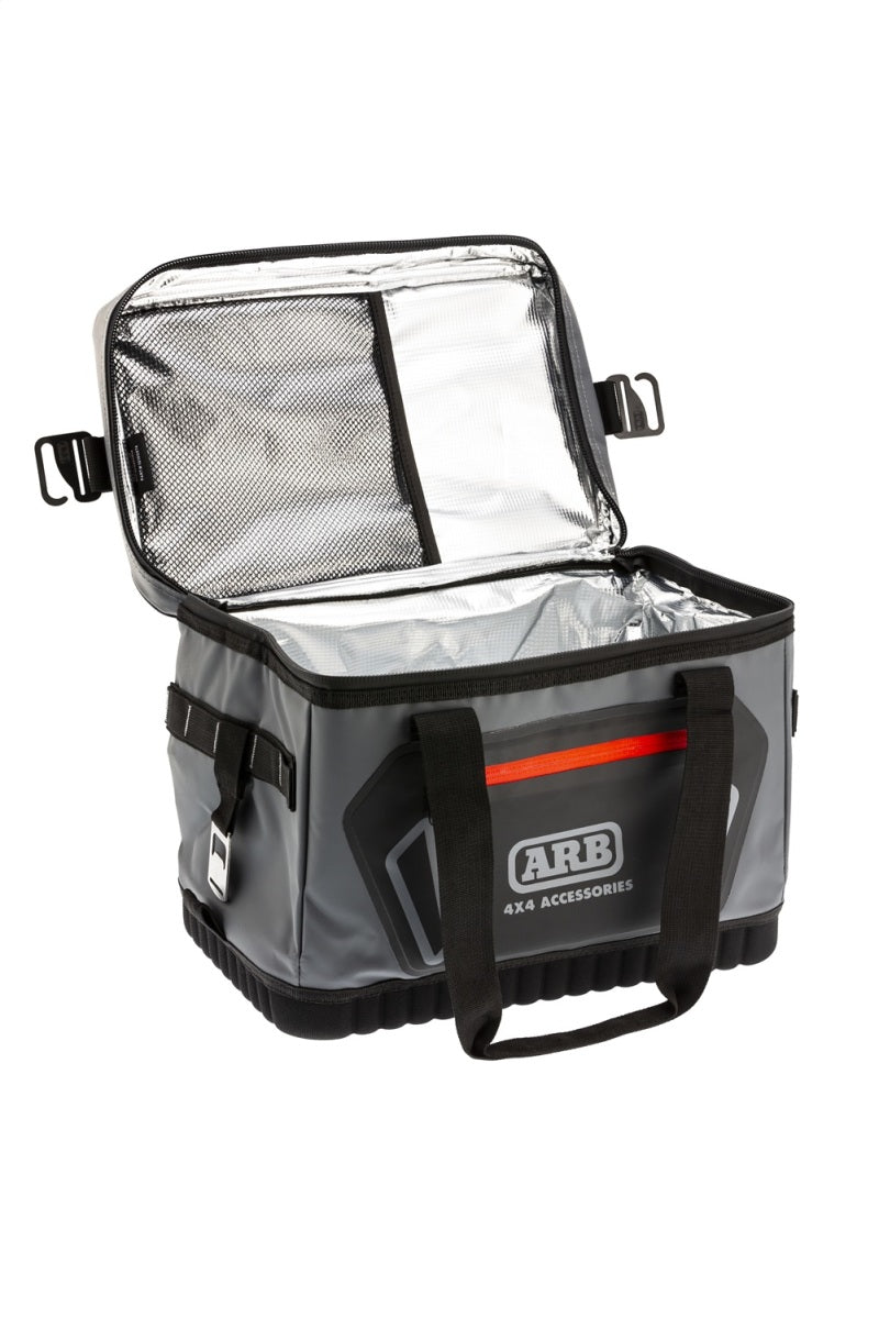 ARB Cooler Bag Charcoal w/ Red Highlights 15in L x 11in W x 9in H Holds 22 Cans ARB Tow Straps  AXOPROS
