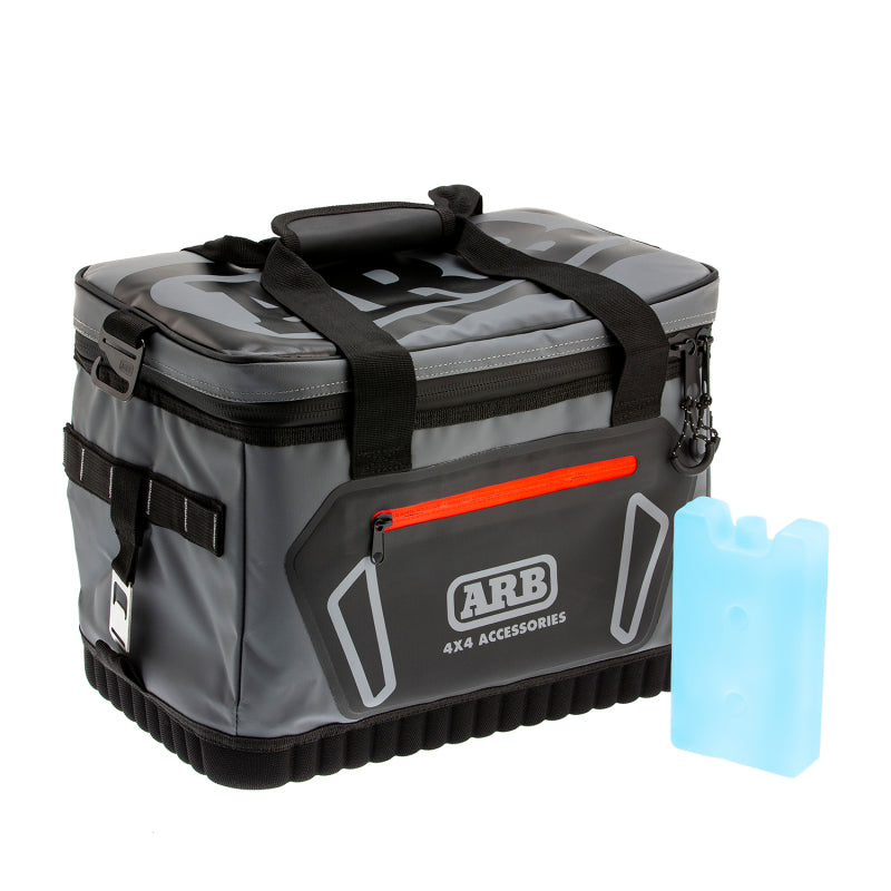 ARB Cooler Bag Charcoal w/ Red Highlights 15in L x 11in W x 9in H Holds 22 Cans ARB Tow Straps  AXOPROS