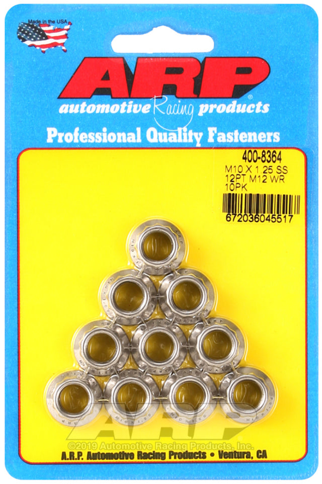 ARP M10 x 1.25 SS 12pt Nut Kit (10/pkg) ARP Hardware Kits - Other  AXOPROS